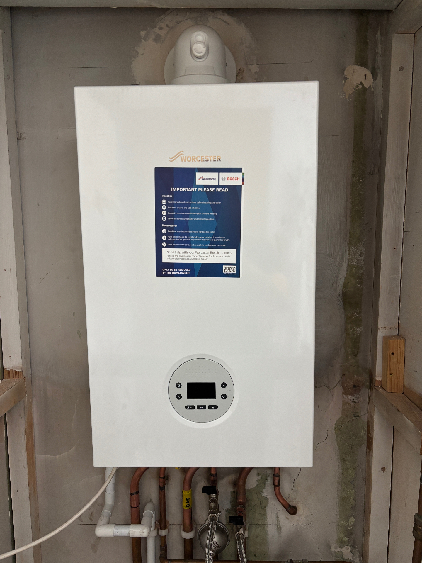 New Worcester Bosch combi boiler installed