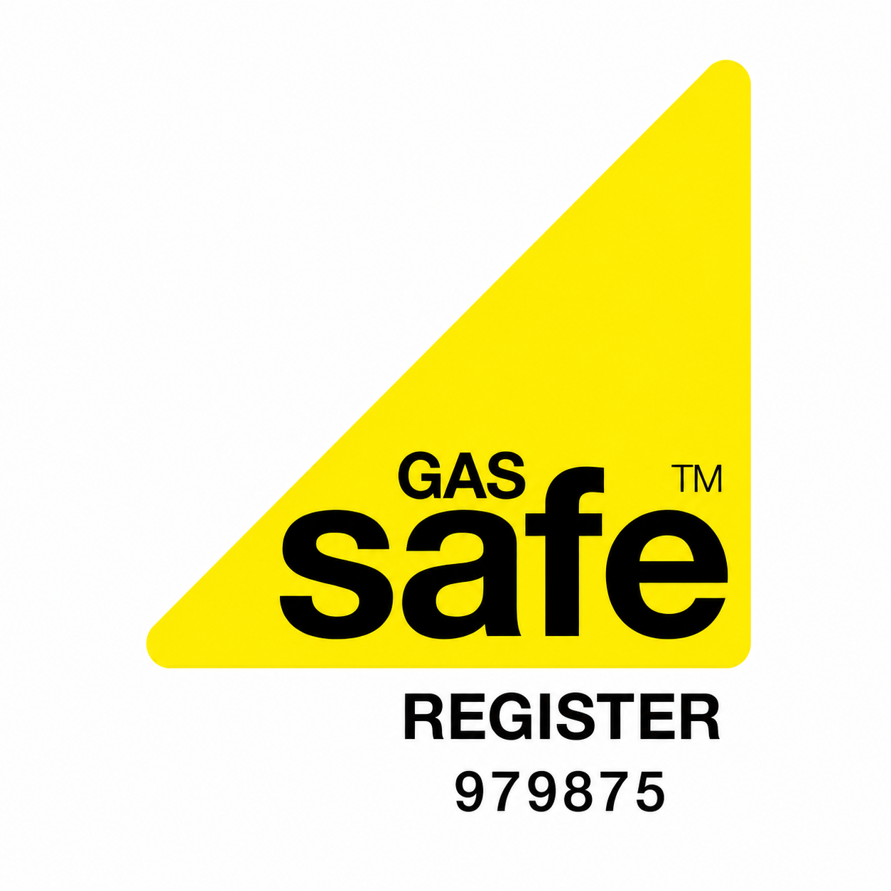 Gas Safe Register badge — registration number 979875